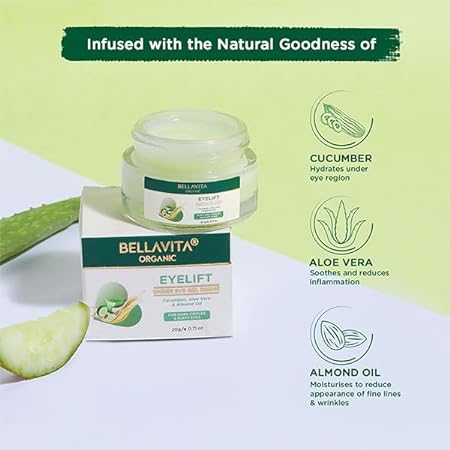 Bella Vita Organic Eyelift Hydrating Natural Under Eye Cream Gel, Pack of 2