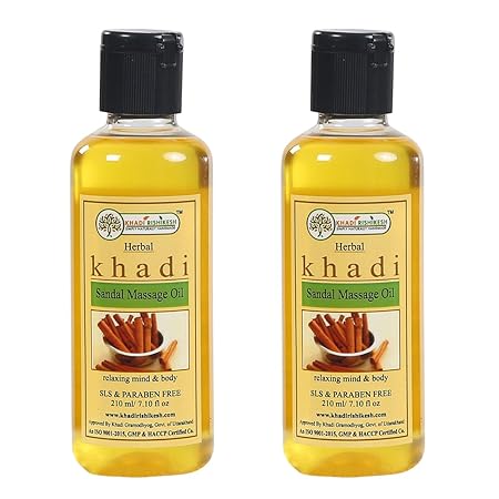 Khadi Rishikesh Ayurvedic Sandal Massage Oil For Full Body Women And Men, Pack of 2