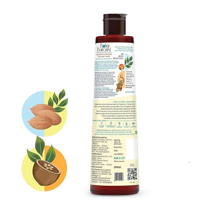 The Boho Botanist Almond & Babassu Oil Body Wash for dry skin