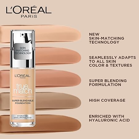 Loreal Paris Foundation, Super Blendable Liquid Format, Spf 16, Ivory 1N