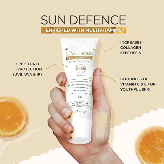 Brinton UV Doux Gold Silicone Sunscreen Gel with SPF 50 PA+++