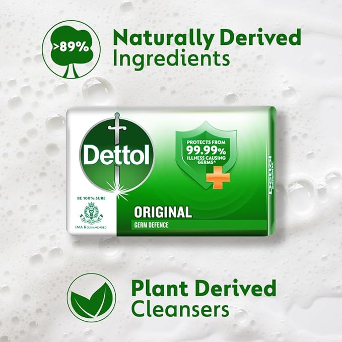 Dettol Original Germ Protection Bathing Soap Bar Kills 99.99% germs