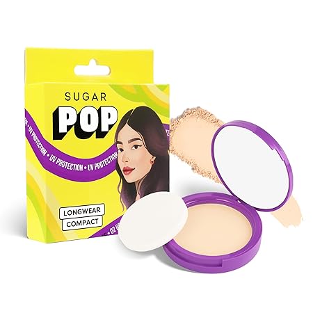 SUGAR POP Longwear Compact Medium Coverage Matte Finish Vitamin E Enriched Pressed Powder | 02 Beige