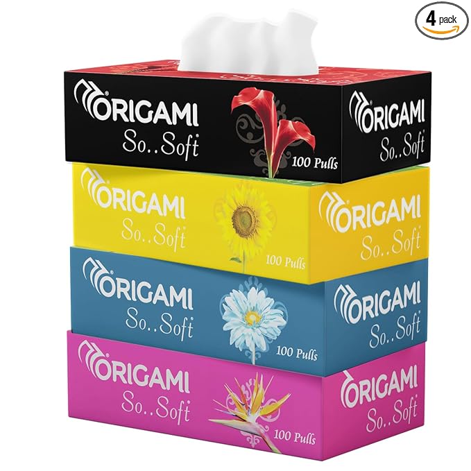 Origami 2 Ply Facial Tissue Box Car Tissue (Pack of 4)
