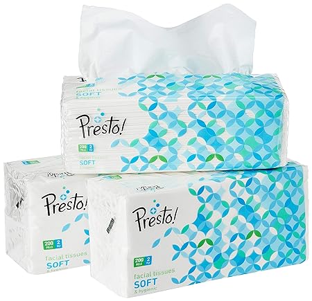 Presto 2 Ply Facial Tissue Soft Pack (Pack of 3)