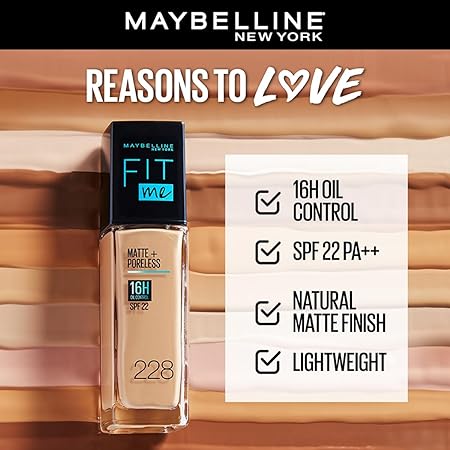 Maybelline New York Liquid Foundation, Matte Finish, With SPF, Absorbs Oil, Fit Me Matte + Poreless, 115 Ivory