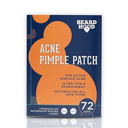 Beardhood Acne Pimple Patch, 72 Hydrocolloid Waterproof Patches