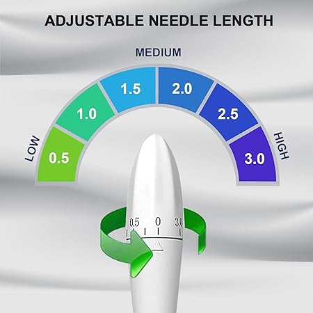 Derma Pen Stamp For men and Women, Adjustable Microneedling Stamp For Skin - 0.5mm - 3mm Titanium Micro Needle Derma Stamp For Skin Care