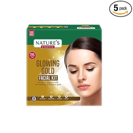 NATURES ESSENCE Glowing Gold Facial Kit With Free Facewash | For All Skin Types