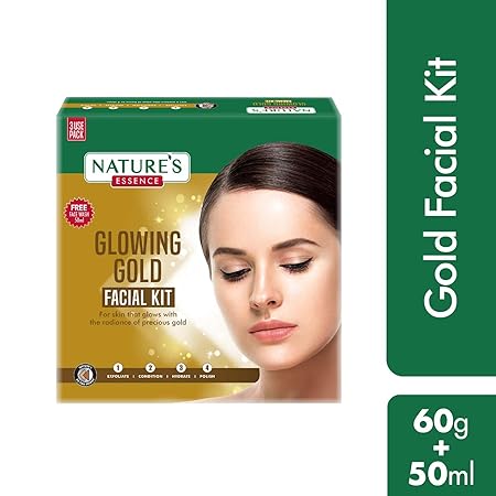 NATURES ESSENCE Glowing Gold Facial Kit With Free Facewash | For All Skin Types