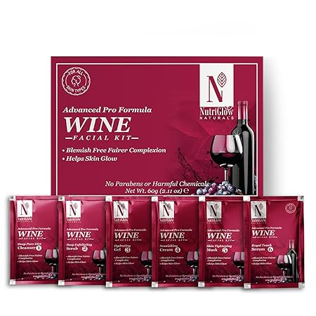 NutriGlow Natural Advanced Pro Formula Wine Facial Cleanup Kit With Goodness Of Red Grape Extracts, Blemish Free
