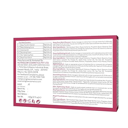 NutriGlow Natural Advanced Pro Formula Wine Facial Cleanup Kit With Goodness Of Red Grape Extracts, Blemish Free
