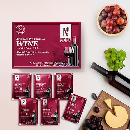 NutriGlow Natural Advanced Pro Formula Wine Facial Cleanup Kit With Goodness Of Red Grape Extracts, Blemish Free
