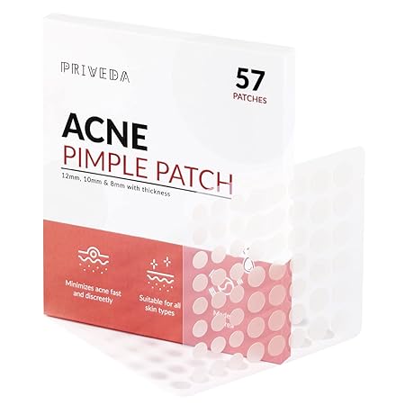 Priveda Acne Pimple Patch, Hydrocolloid Made in Korea 3 Sizes 8mm 10mm 12mm Waterproof Sheet