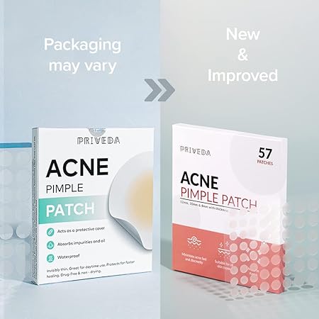 Priveda Acne Pimple Patch, Hydrocolloid Made in Korea 3 Sizes 8mm 10mm 12mm Waterproof Sheet