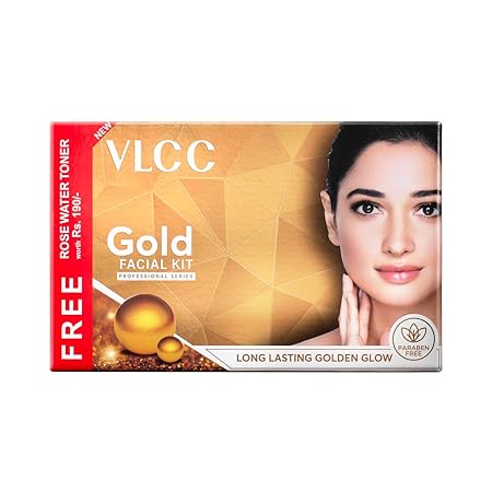 VLCC Gold Facial Kit with FREE Rose Water Toner | For All Skin Types