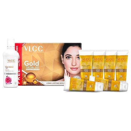 VLCC Gold Facial Kit with FREE Rose Water Toner | For All Skin Types