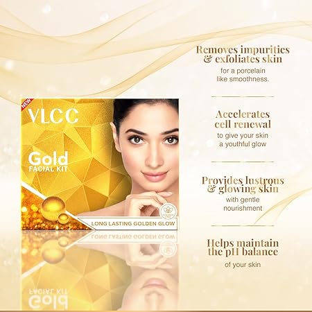 VLCC Gold Facial Kit | Bright & Glowing Skin | For All Skin Types
