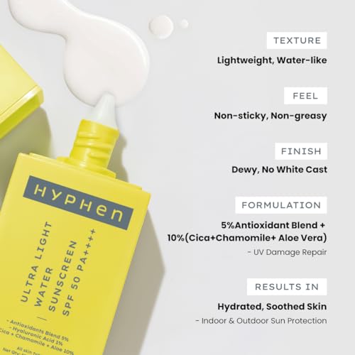 Hyphen Ultra Light Water Sunscreen Spf 50 Pa ++++ Uva-Uvb & Blue Light Protection