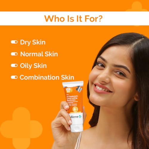 The Derma Co 1% Hyaluronic Long Lasting Sunscreen Spf 50 Pa++++ With Hyaluronic Acid & Vitamin E For Broad Spectrum Protection