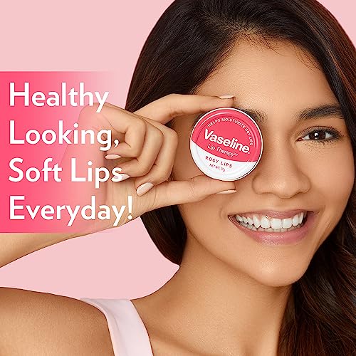 Vaseline Lip Tins Rosy Lips, Provides Hydration, Sheer Pink Tint & Glossy Shine