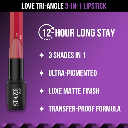 Staze 9To9 Love Tri-Angle 3 In 1 Matte Lipstick | 03 Caramel Rose