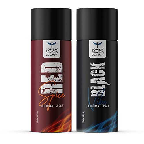 Bombay Shaving Company Body Spray Red Spice and Black Vibe for Men Pack of 2 | Premium Deodorant Combo