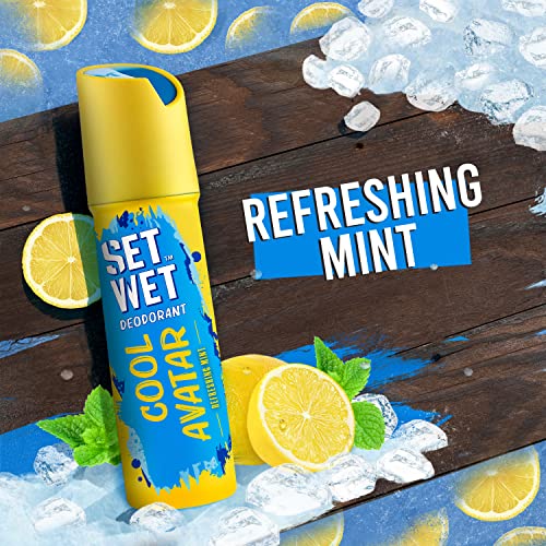Set Wet Cool Avatar Refreshing Mint Deodorant for Men Pack of 2 | Cool Minty Long Lasting Body Spray