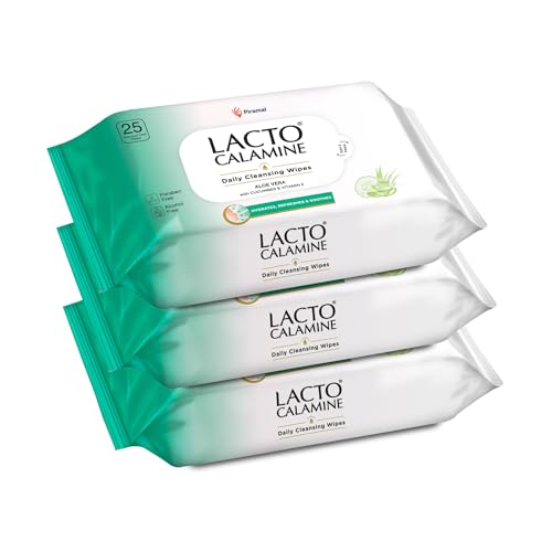 Lacto Calamine Daily Cleansing Facial Wipes | Pack of 3