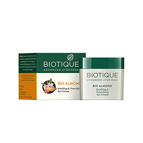 Biotique Almond Anti-Ageing Eye Cream, Under Eye Cream for Dark Circles, Reduces Puffiness and Wrinkles