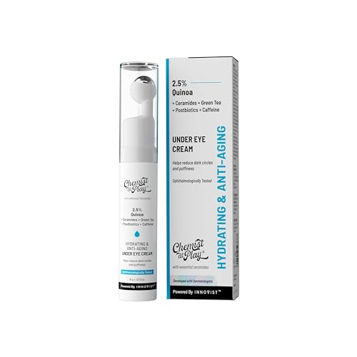 Chemist At Play Under Eye Cream with 2% Revital Eye & Quinoa Extract, Cooling Gel & Roller for Men & Women