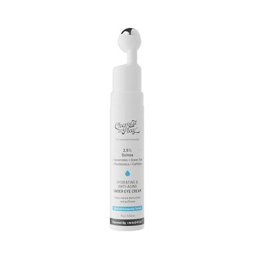 Chemist At Play Under Eye Cream with 2% Revital Eye & Quinoa Extract, Cooling Gel & Roller for Men & Women