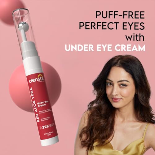 Clensta Red Aloe Vera Under Eye Cream With Niacinamide & Vitamin E, Reduces Dark Circles, Fine Lines & Eye Puffiness, For Men & Women