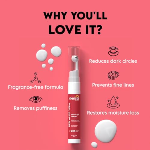 Clensta Red Aloe Vera Under Eye Cream With Niacinamide & Vitamin E, Reduces Dark Circles, Fine Lines & Eye Puffiness, For Men & Women