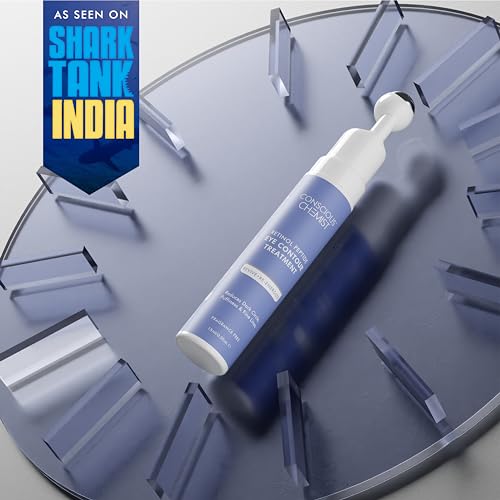 Conscious Chemist Retinol Peptide Under Eye Cream With Soothing Massage Roller, Under Eye Roll On For Dark Circles, Fine Lines & Puffy Eyes