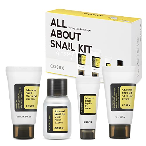 COSRX All About Snail Korean Skincare,Gift Set with Facuak Cleanser, Essence, Cream & Eye-cream
