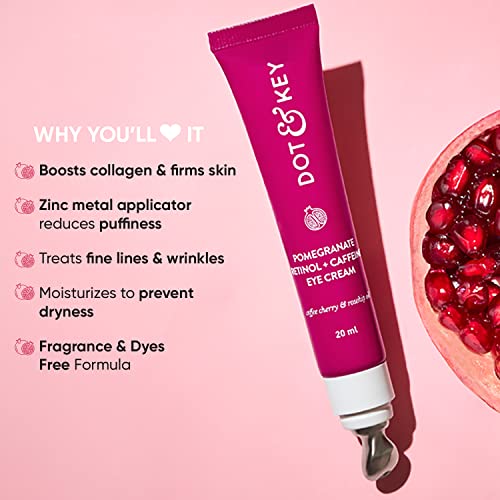 Dot & Key Pomegranate Retinol + Caffeine Eye Cream, Smoothens Fine Line & Wrinkles, Fades Dark Circles