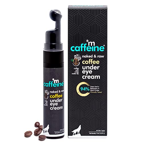 mCaffeine Coffee Under Eye Cream Gel for Dark Circles, Puffiness & Fine Lines With Cooling Massage Roller
