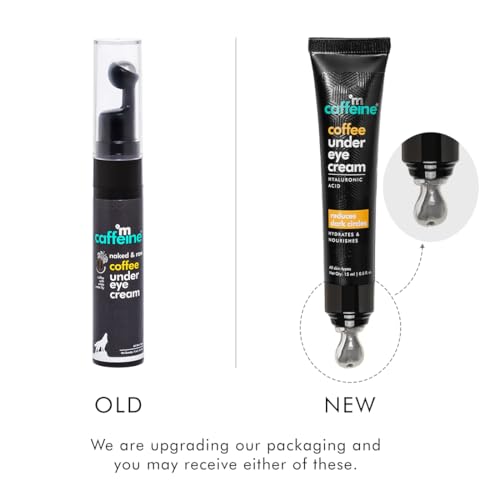 mCaffeine Coffee Under Eye Cream Gel for Dark Circles, Puffiness & Fine Lines With Cooling Massage Roller