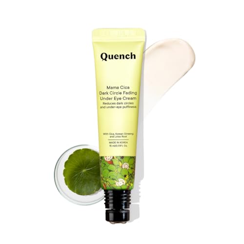 Quench Korean Dark Circle Under Eye Cream with Cooling Massage Roller, Enriched with Cica Herb, Korean Ginseng & Licorice Root