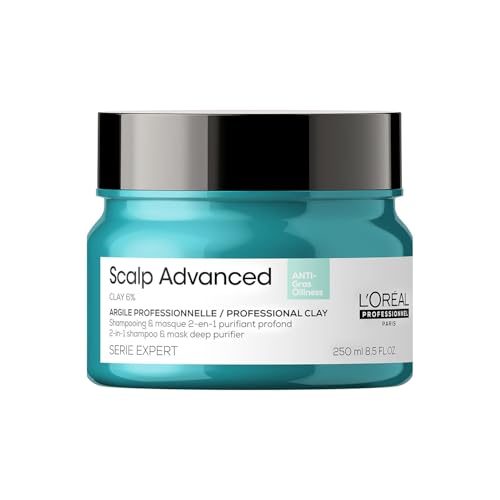 L'Oreal Professionnel Scalp Advanced Anti Oiliness 2 in 1 Deep Purifier Clay | Salon Care Scalp Mask with 3 Percent AHA