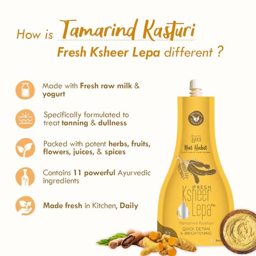 Nat Habit Fresh Tamarind Kasturi Ksheer Lepa Face Mask | Ayurvedic De Tan and Brightening Mask