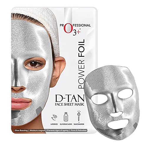 O3+ Power Foil D-Tan Face sheet mask for Skin Brightening Face Mask For Glowing Skin,Tan Removal, Oil Control, Acne & Fairness