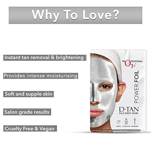 O3+ Power Foil D-Tan Face sheet mask for Skin Brightening Face Mask For Glowing Skin,Tan Removal, Oil Control, Acne & Fairness