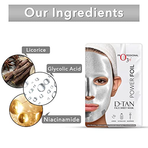 O3+ Power Foil D-Tan Face sheet mask for Skin Brightening Face Mask For Glowing Skin,Tan Removal, Oil Control, Acne & Fairness