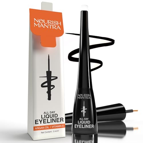 Nourish Mantra's All-Day Liquid Eyeliner | Formulated with Argan Oil | Vitamin E & Glycerine | Black Color