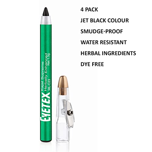 Eyetex Kajal Supreme Herbally Enhanced | Deep Black Matte Finish | Jet Black