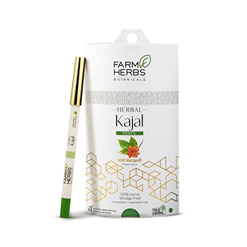 Farmherbs 100% Herbal All Natural Kajal Pencil For Adults, Deep Black