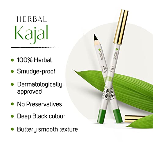Farmherbs 100% Herbal All Natural Kajal Pencil For Adults, Deep Black