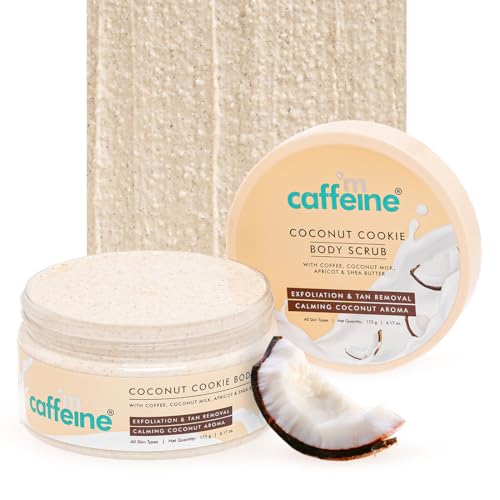 mCaffeine Coconut Cookie Body Scrub for Exfoliation & Tan Removal with Coffee | Coconut Milk | Apricot & Shea